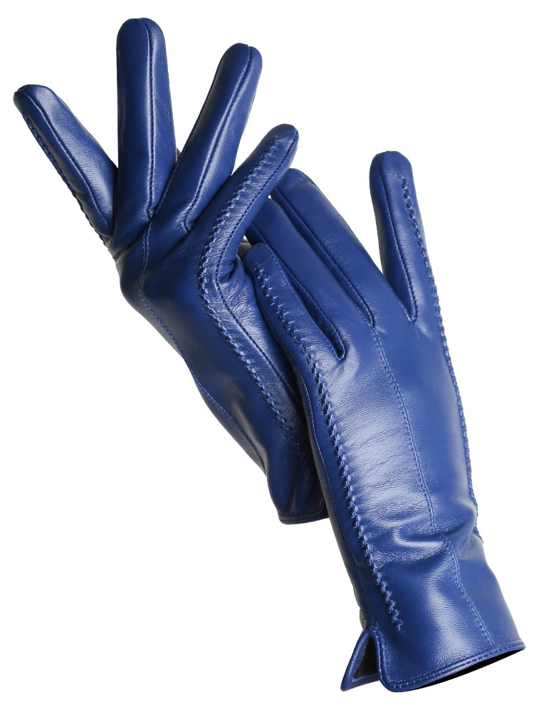 Women's sheepskin gloves winter warm plus velvet short thin touch screen driving color women's leather gloves good quality -2226