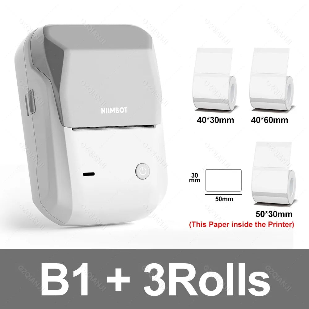 NIIMBOT B1 Portable Thermal Printer With Tapes 2 Inch Adhesive Label Machine Mini Bluetooth Sticker Maker Waterproof Labels Roll - Shoppiline