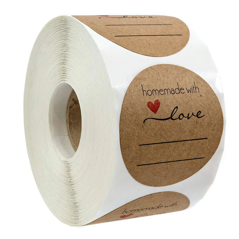 500 Pcs Baking Kraft Paper Heart Shape Labels for Packaging, Envelope Seals, Small Business, Wedding, Birthday, Party Gift Wrap