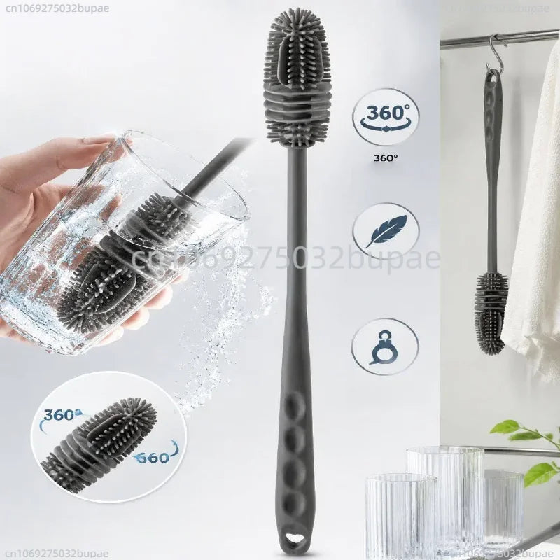 Bottle Brush Insulation Cup Washing No Deadend Long Handled Silicone Cleaning Brush Household Multifunctional Cleaning Tools