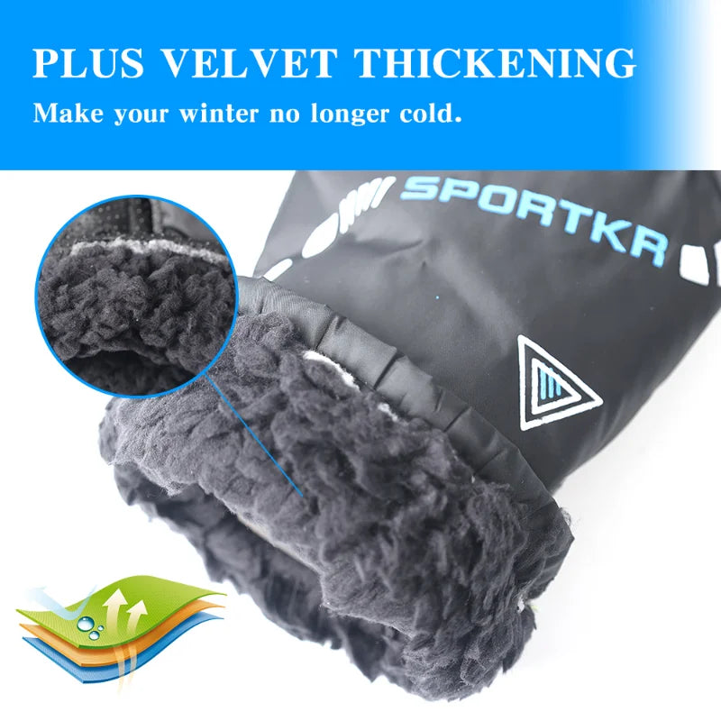 Winter Thermal Waterproof Cycling Gloves Men Women Warm Unisex Skiing Riding Motorcycle Hiking Sport Mittens