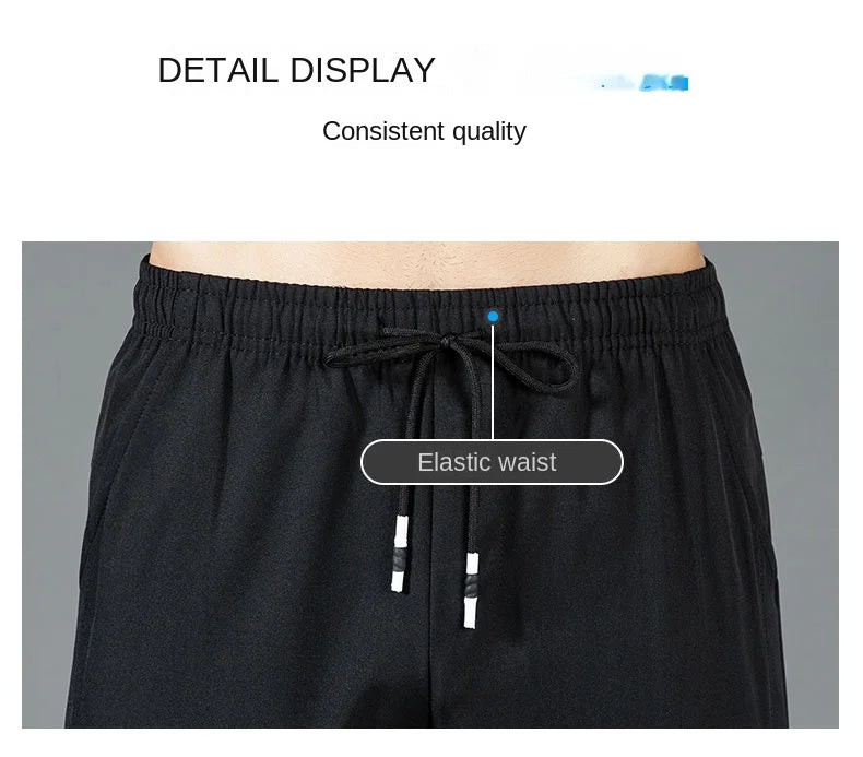 Herren Eisseide-Hose 2025 Sommer Neu Schwarz Grau Dünne Business-Freizeithose Outdoor Elastisch Atmungsaktiv Gerades Bein Jogginghose