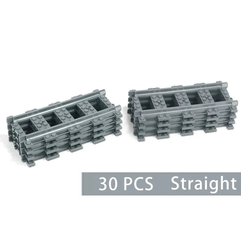 Straight Train Tracks Curved Accessories Car Blocks Building Sets DIY 10-100 Pcs Kids Toys MOC Bricks City Switch Rail Crossing