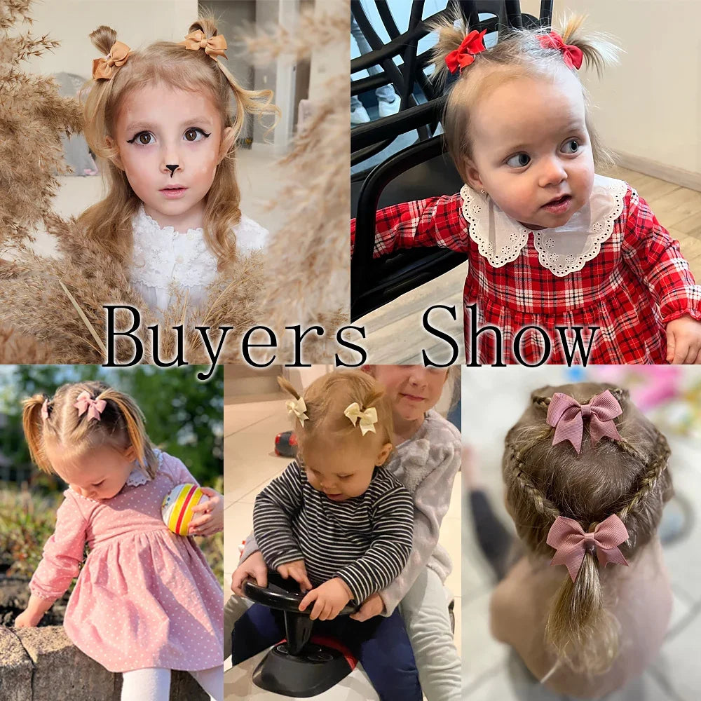 Lot de 10 pinces à cheveux unies avec nœuds pour bébés filles, barrettes à nœuds faites à la main, accessoires capillaires pour le Nouvel An