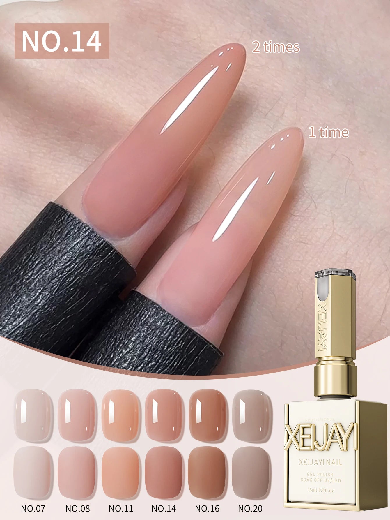Lot de 1/6 vernis à ongles semi-permanents, 15 ml, effet gelée glacée, UV/LED – kit, sans formaldéhyde. Ovale, brillant. Idéal pour salon et DIY.
