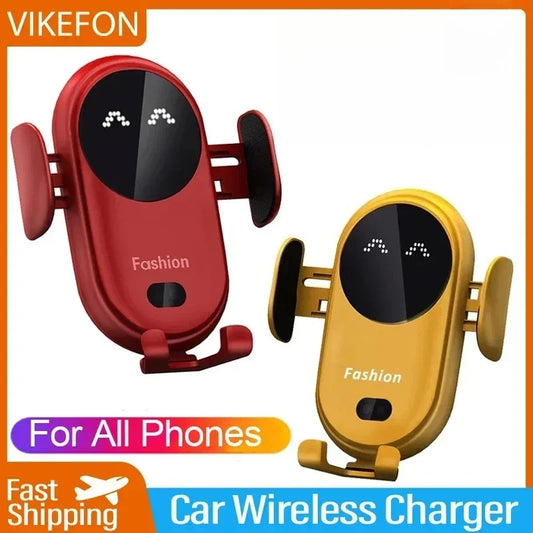 VIKEFON Car Wireless Charger Car Phone Holder for iPhone 17-12 Pro Max 11 Pro X MAX 8 7 Plus Intelligent Infrared Phone Holder - Shoppiline