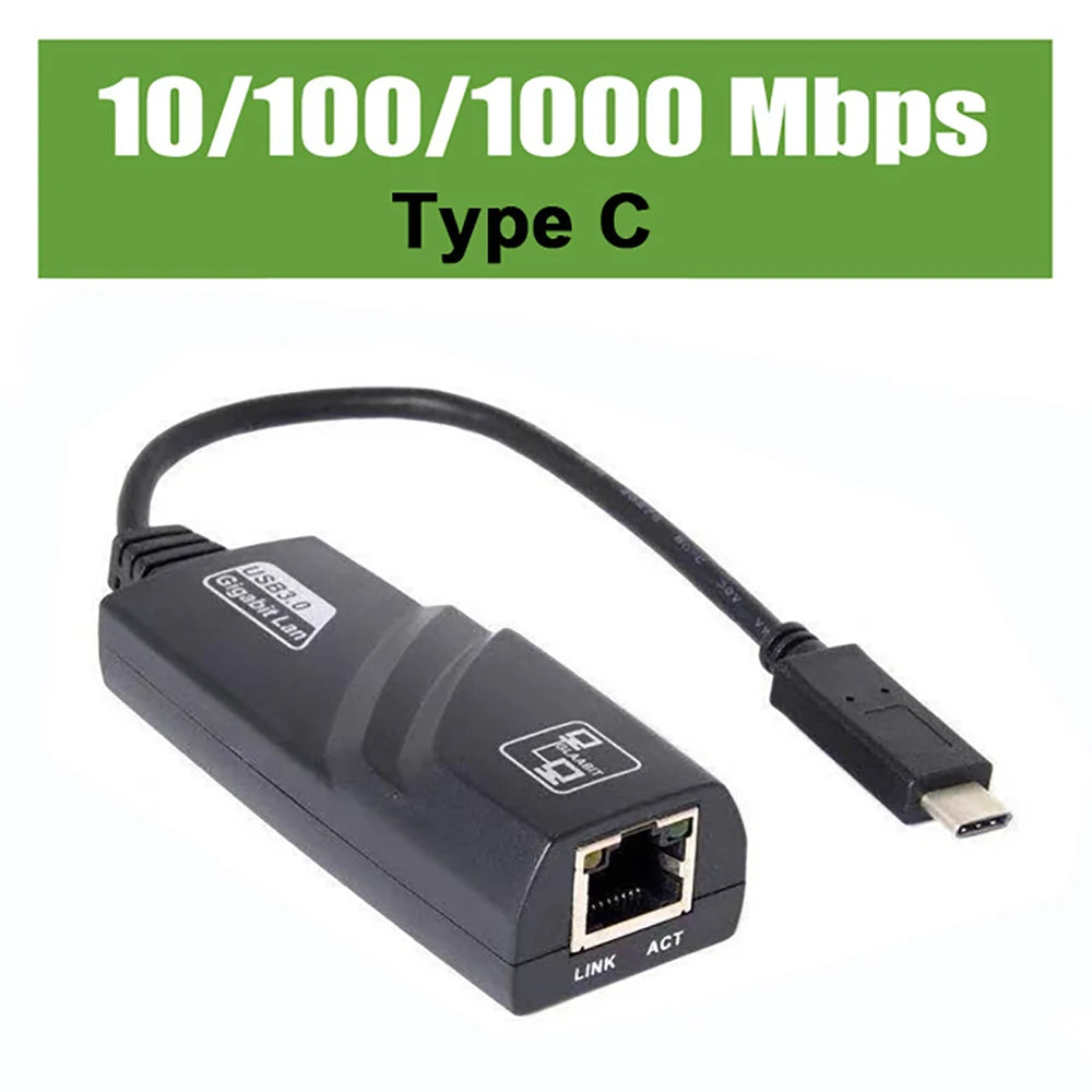 GRWIBEOU 1000Mbps Wired USB 3.0 TypeC USB To  Lan Ethernet Adapter Network Card for PC Macbook Windows Laptop