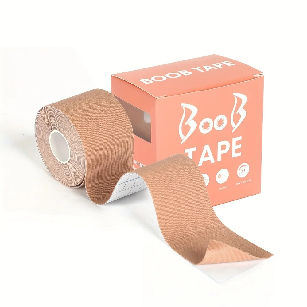 YITAPE Boob Tape 5cm*5M Breast Lift Tape Invisible Skin Tone Breathable Bra Tape for Strapless Backless Dress Push Up Anti Sag