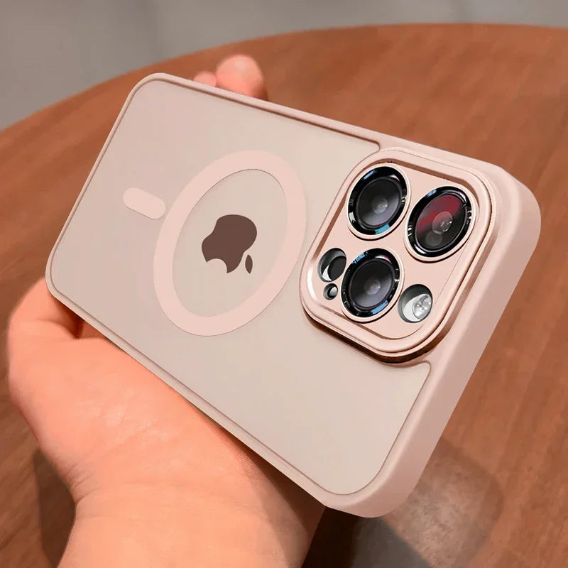 For Magsafe Matte Armor Magnetic Wireless Charging Case For iPhone 11 12 13 14 15 Pro Max Plus Shockproof Lens Protection Cover