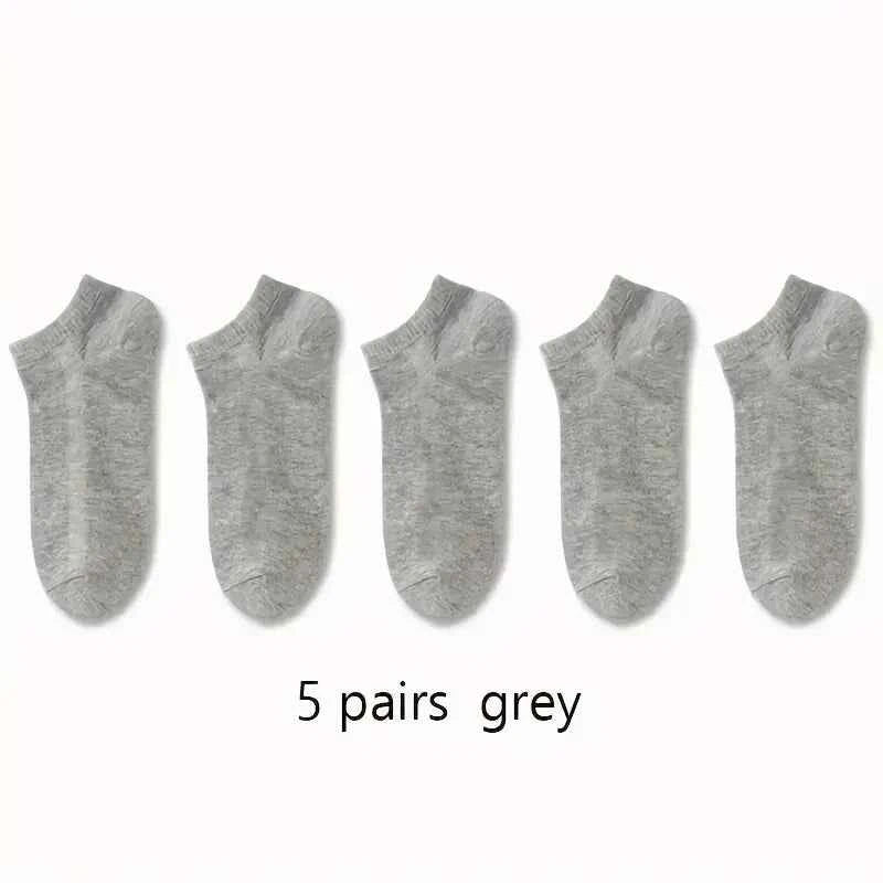 5/10 Pairs Men's  Boat Socks Business Sport Sweat Absorption Mature Summer Autumn Solid Color Non Pilling Versatile Ankle Socks