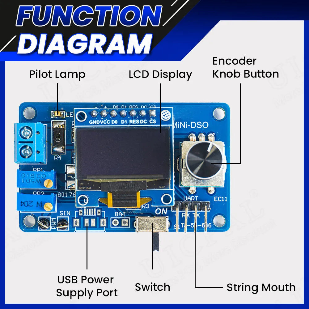 DIY Mini Digital Oscilloscope Electronic Kit STC8K8A MCU with 0.96 Inch OLED DIY Soldering Project Practice Solder Assembly - Shoppiline