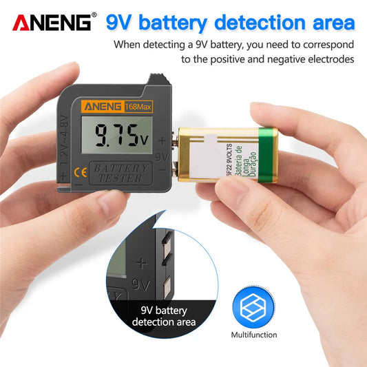Universal Lithium Battery Tester ANENG 168Max Capacity Test Checkered Load Analyzer Check AAA AA Button Cell Home Essential Tool