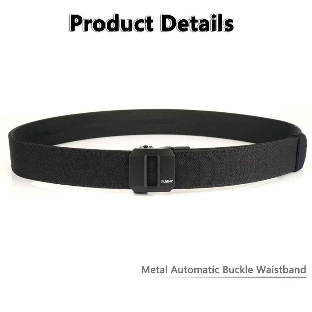 TUSHI Belt Hard Tactical Belt for Men Metal Automatic Buckle IPSC Gun Belt 1100D Nylon Military Belt Outdoor Sports Girdle Male