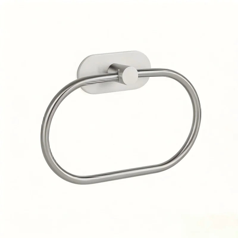 Punch-Free Stainless Steel Towel Ring Oval Design Cross-Border Bathroom Accessory for Kitchen And Bath Organization