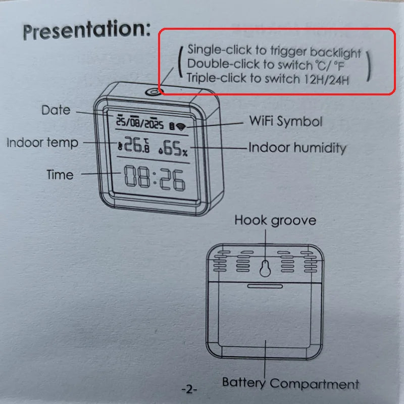 Tuya Temperature and Humidity Sensor WiFi with Backlight Supported Hygrometer Thermometer Work With Yandex Alexa