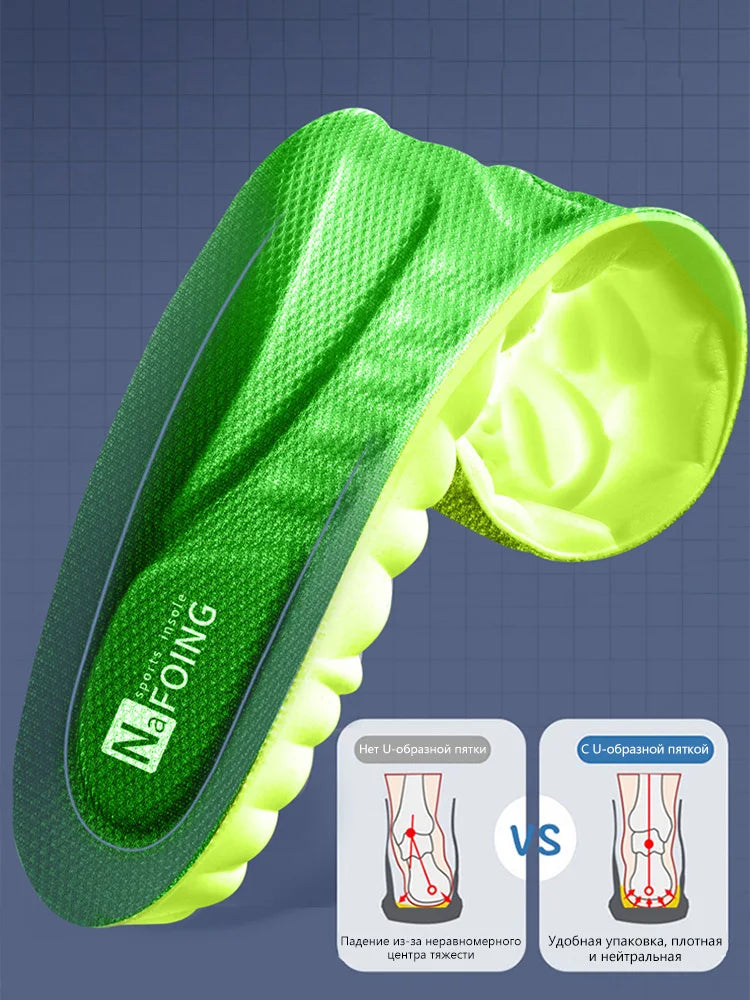 4D Cloud Technology Sports-Einlegesohlen für Schuhe, PU-Sohle, weich, atmungsaktiv, stoßdämpfend, gepolstert, orthopädische Laufsohlen