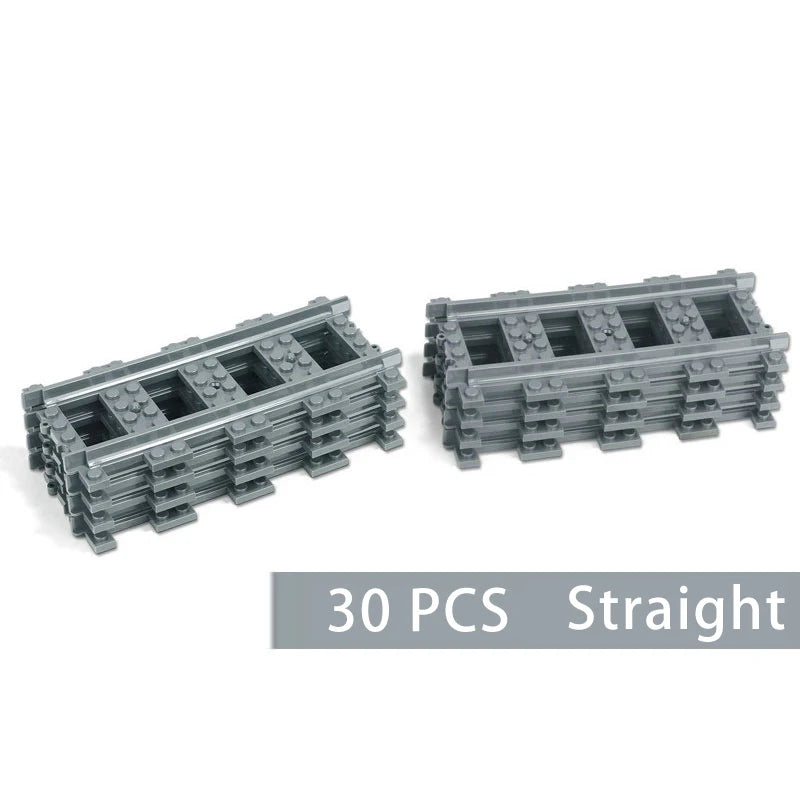 Straight Train Tracks Curved Accessories Car Blocks Building Sets DIY 10-100 Pcs Kids Toys MOC Bricks City Switch Rail Crossing