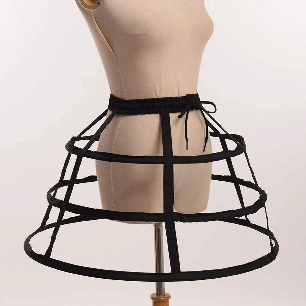 Girls 3 Hoops Crinoline Cage Bustle Petticoat Women Adjustable Pannier for dress
