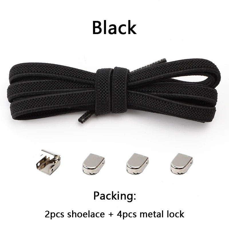 1 Paar Schnürsenkel ohne Binden, Metallschnallen, elastisch für Sneaker, Einheitsgröße für Erwachsene und Kinder, Schnell-Schnürsenkel, Lazy Sport Gummischnürsenkel