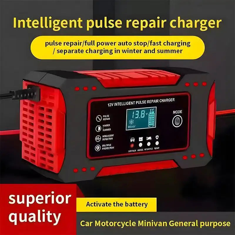 Batteriereparatur LCD-Anzeige 6A 12V Intelligentes Auto-Batterieladegerät Auto- und Motorrad-Batterieladeeinheit Blei-Säure