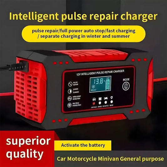 Battery Repair LCD Display 6A 12V Intelligent Car Battery Charger Car and Motorcycle Battery Charging Unit Lead-Acid