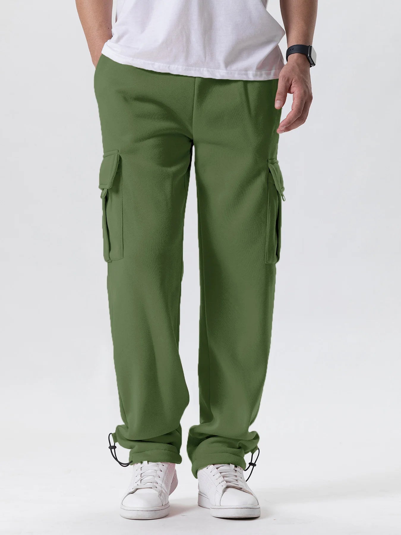 Herren-Sweatpants mit mehreren Taschen Herbst Winter Kordelzug Straight Fit Hose Lauf Jogger Sport Fitnesshose Herren Freizeithose