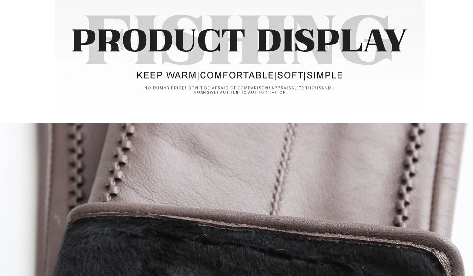 Women's sheepskin gloves winter warm plus velvet short thin touch screen driving color women's leather gloves good quality -2226