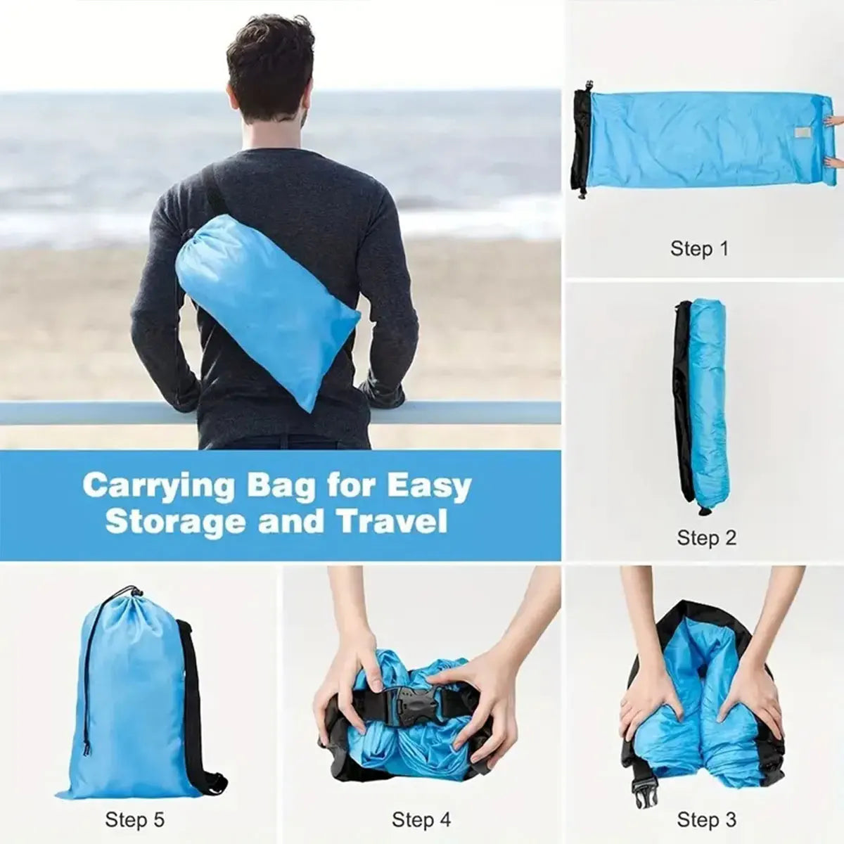 Inflatable Air Sofa Portable Fast-Inflate Waterproof Lounger for Beach Camping Pool Travel