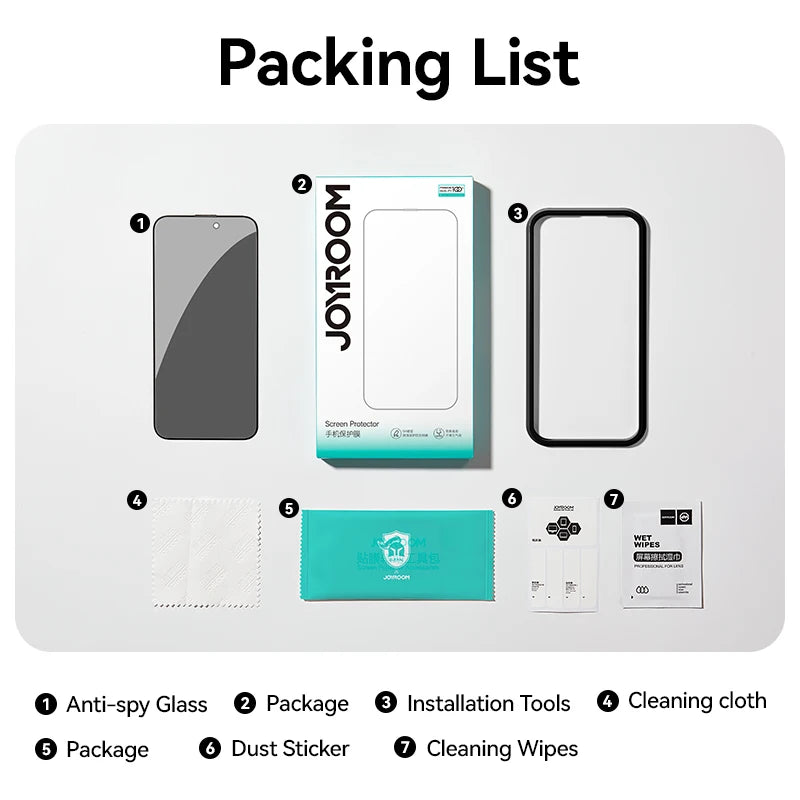 Joyroom 1/2PCS For iPhone 17 Pro Max Anti-Spy Glass Privacy Screen Protector Glass For iPhone 17 Pro 17 Air Tempered Glass Film - Shoppiline
