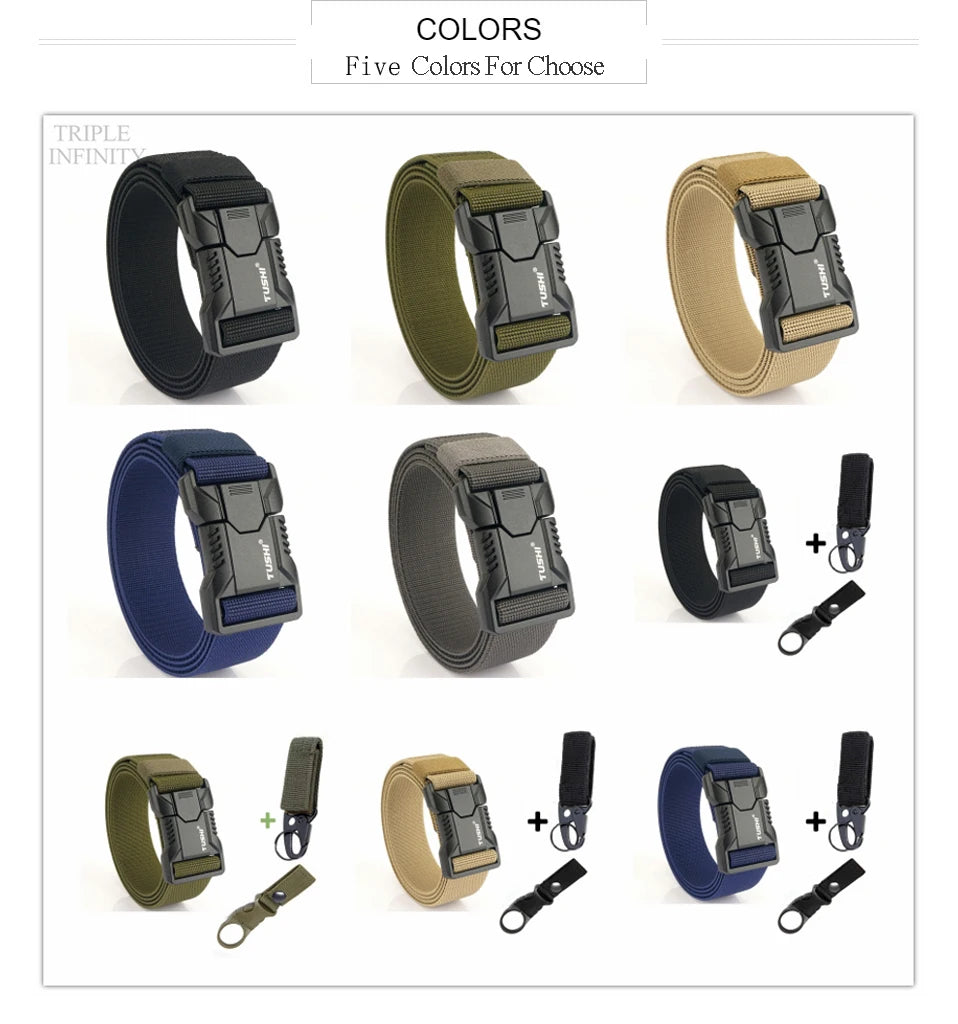 New Aluminum Alloy Quick Release Pluggable Buckle Elastic Belts For Men Durable Tactical Belt Cowboy Outdoor Army Belt Hunting
