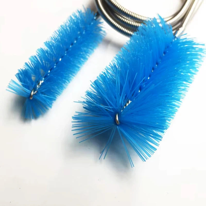 Aquarium Cleaning Brush for Water Hose Lily Pipe Air Tube Stainless Steel Flexible Bent Tube Double Head Brush Fish Tank Cleaner