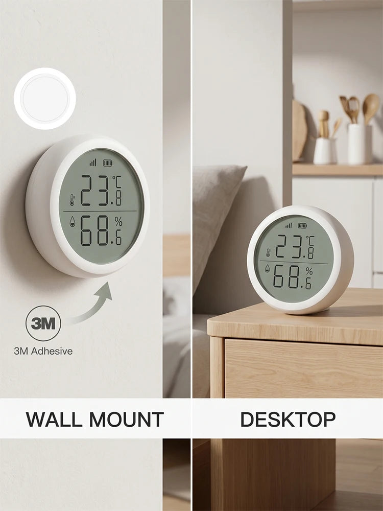 Wireless Temperature Humidity Sensor Indoor Compatible with Tuya Smart Life App ZigBee Alexa/Google Home for Baby Room Cellar