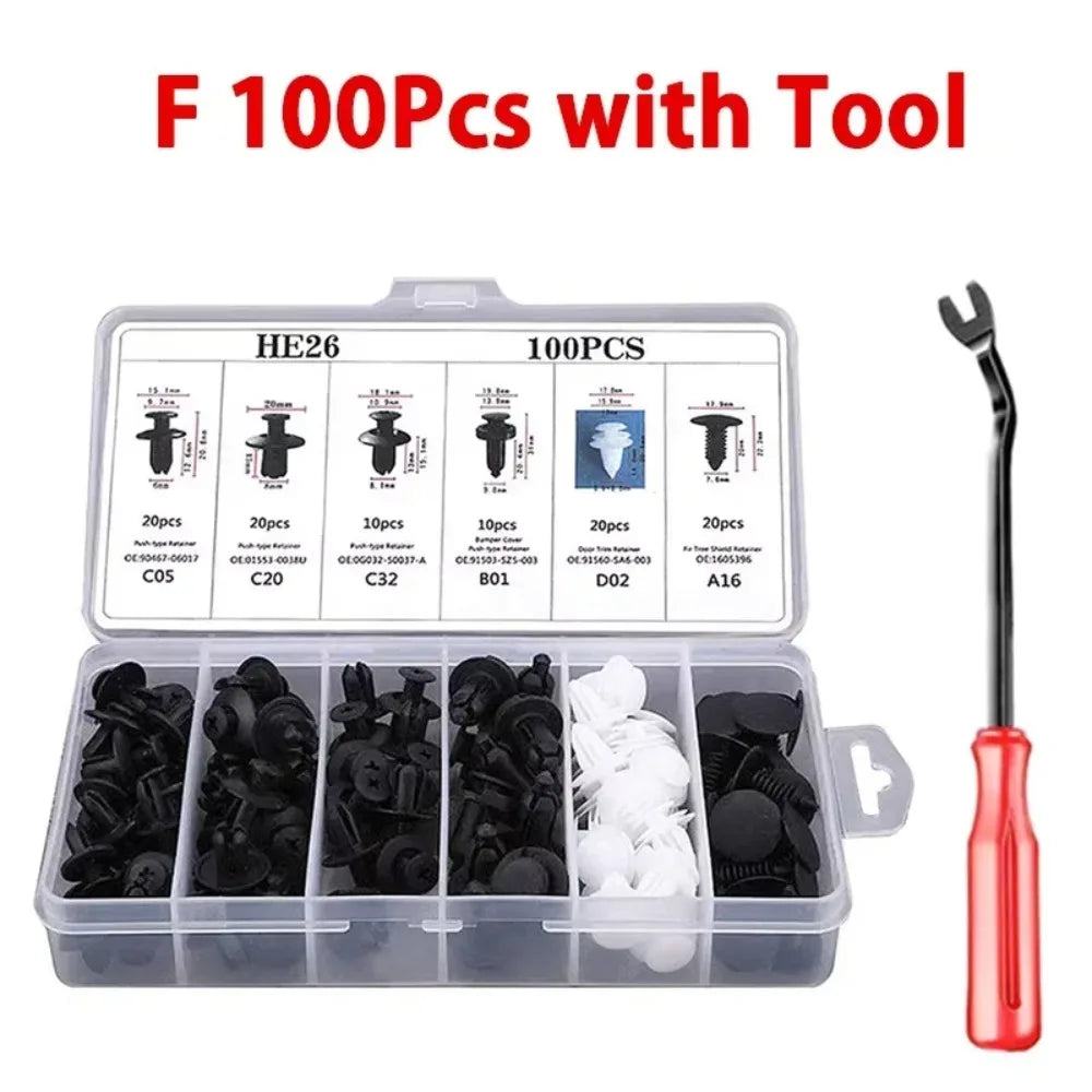50-101PCS Auto Fastener Clips Kit Multi-Size Retainers For Car Fender Bumper Used For Auto Garage And Assembly