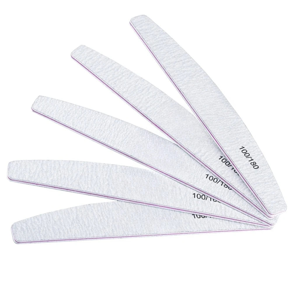 10Pcs/Lot 80/100/150/180/240 Grit Limas Trimmer Lime Nail Art Ongle Manicure Tool Nail File Buffer Double Side Nail Files Buffer
