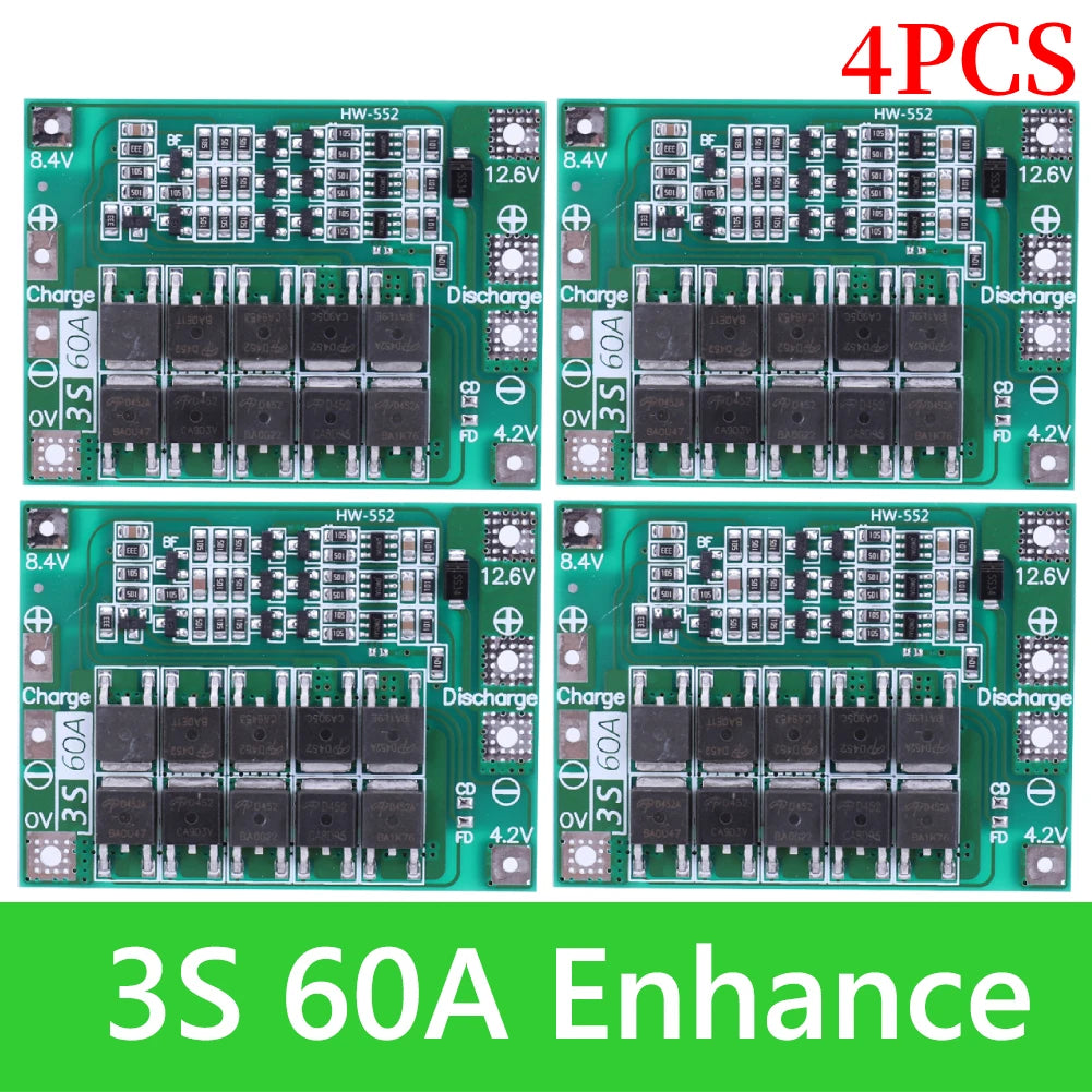 BMS 3S/4S 5A 10A 20A 25A 40A 60A Li-ion Lithium Battery Charger Protection Board 18650 For Drill Motor 12V with Enhance/Balance - Shoppiline