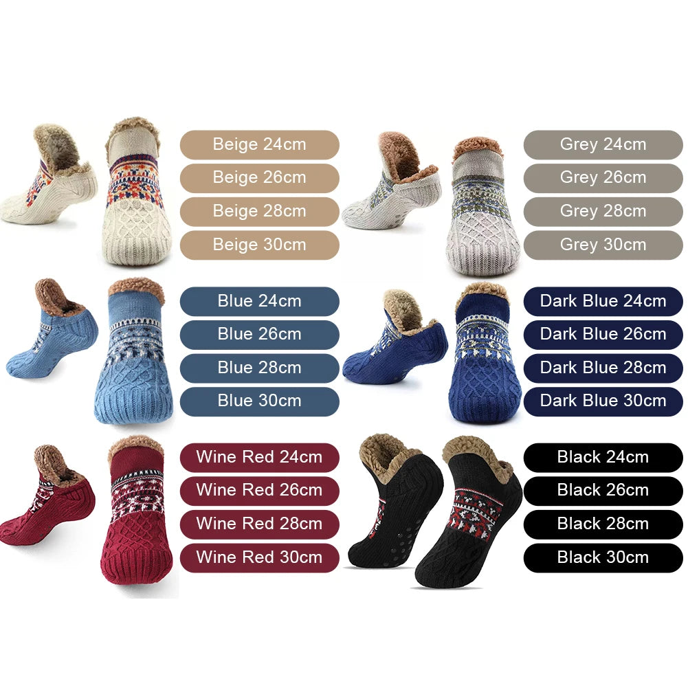 Herren Damen Winter Indoor Hausschuhe Socken Rutschfeste Dicke Thermosocken Warme Thermosocken Weich für Weihnachten