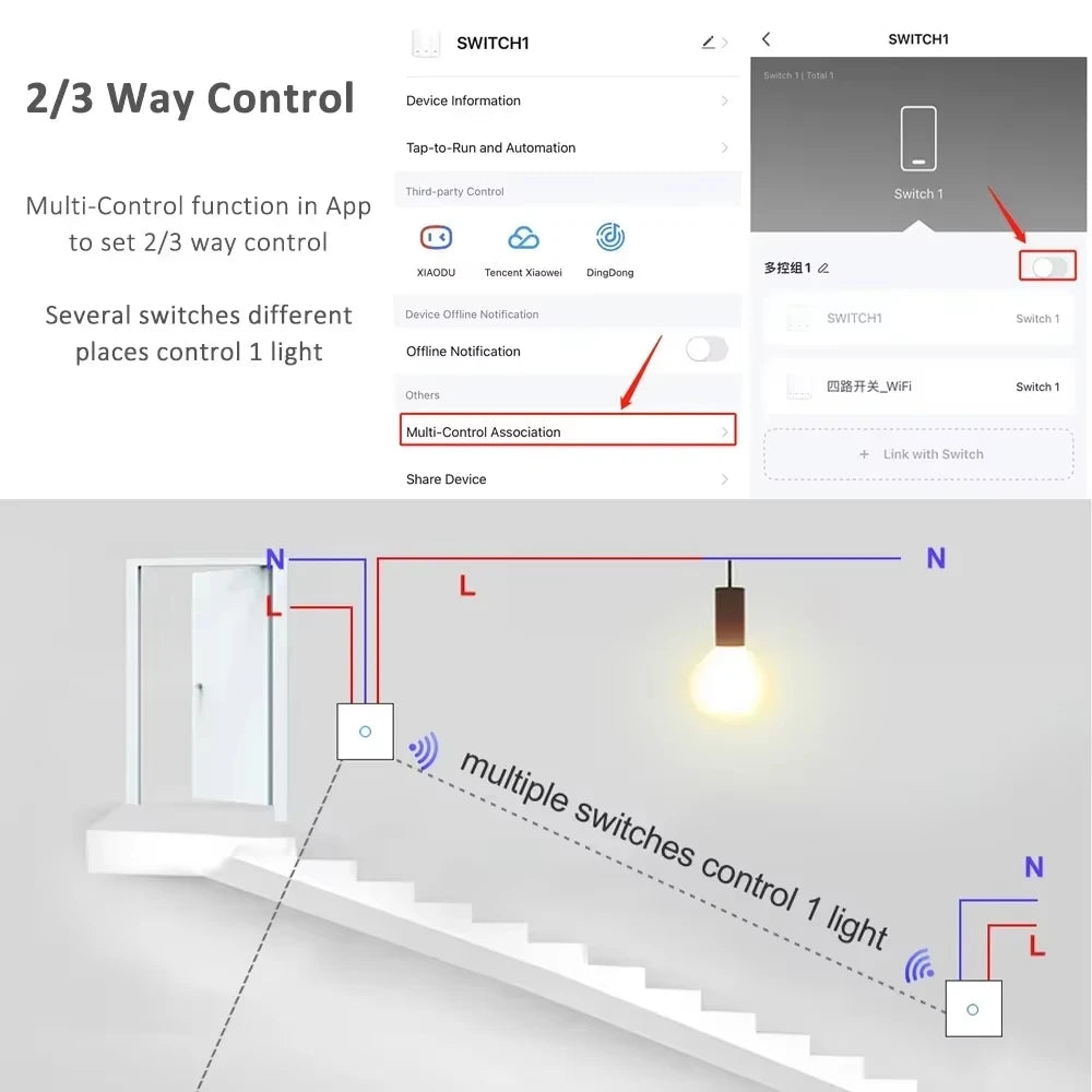 EU WiFi RF 433mhz Smart Wireless Touch Wall Light 1/2/3/4 Gang with Switch Button 220V with no Neutral EU Tuya Alexa Google - Shoppiline