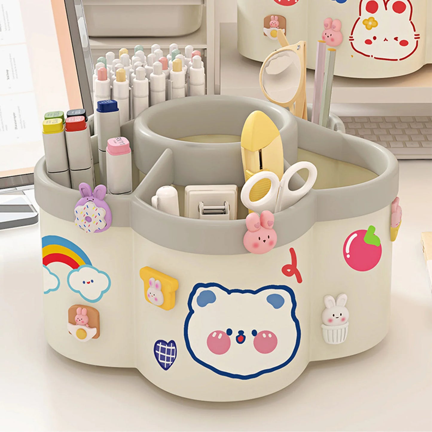 Rotating Pen Holder Desk Organizers Large Capacity Pen Storage Box Cosmetic Brush Organization Box Study Dormitory Accessories - Shoppiline