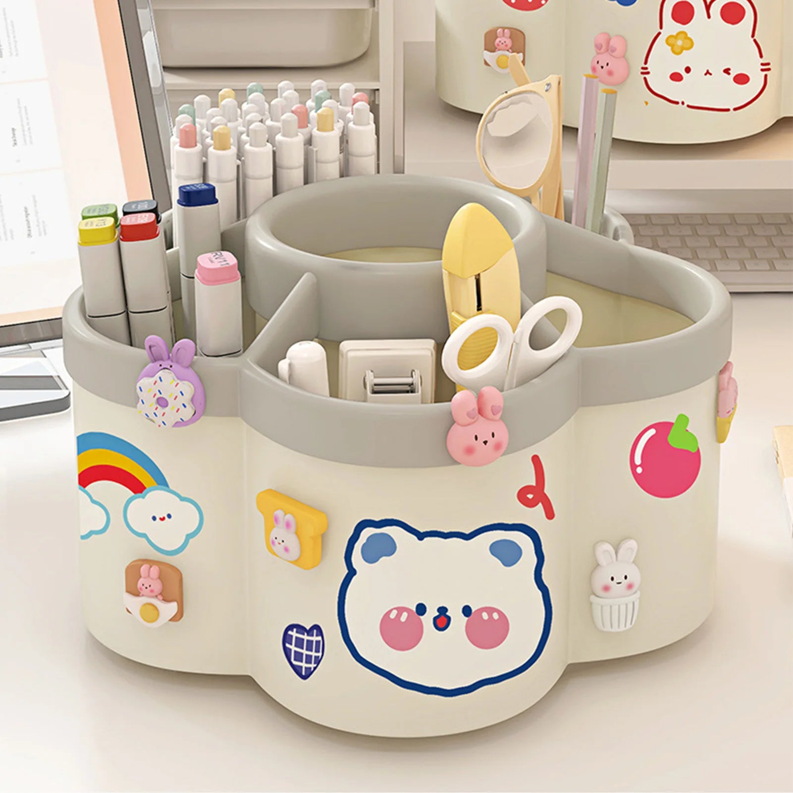Rotating Pen Holder Desk Organizers Large Capacity Pen Storage Box Cosmetic Brush Organization Box Study Dormitory Accessories - Shoppiline