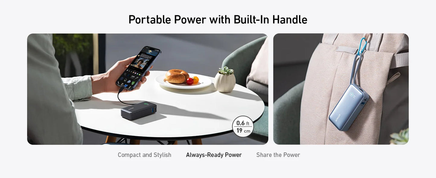 Anker Nano Power Bank 10000mAh PD 30W Spare Battery Portable Power Bank 10K Portable Charger with USB-C Cable for iPhone 17 - Shoppiline