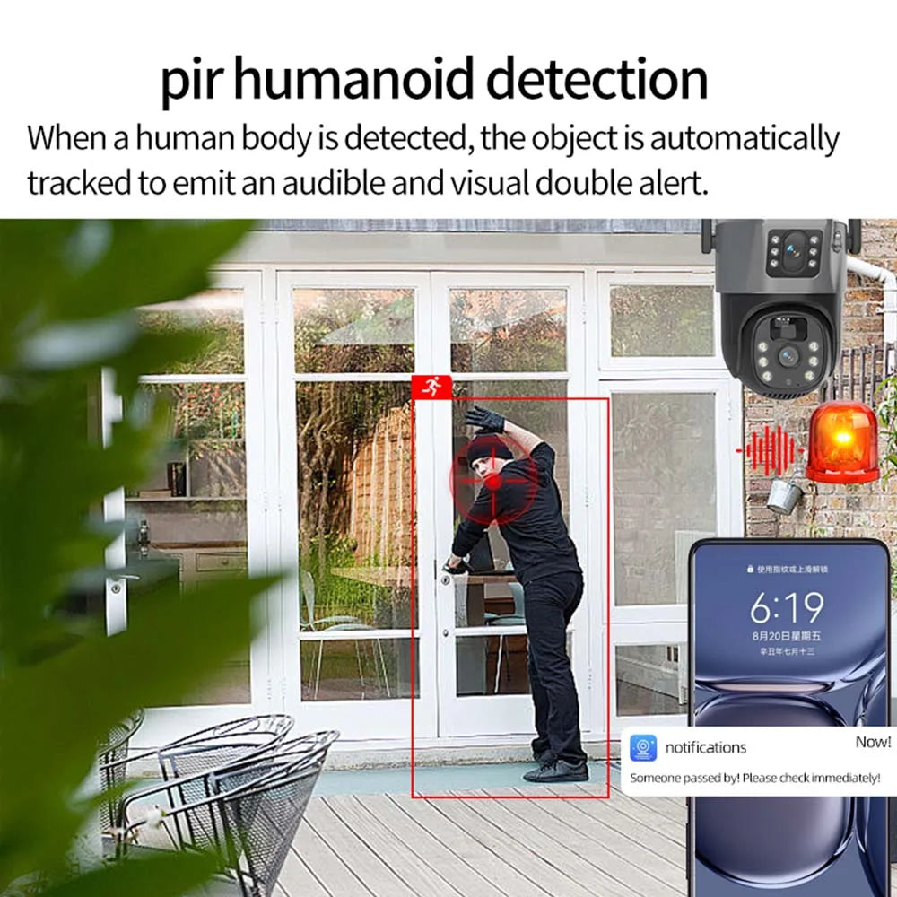 8MP 4K WiFi Solar Camera Outdoor Wireless CCTV Surveillance Camera With Solar Panel Dual Lens PTZ IP Cam Security Protection - Shoppiline
