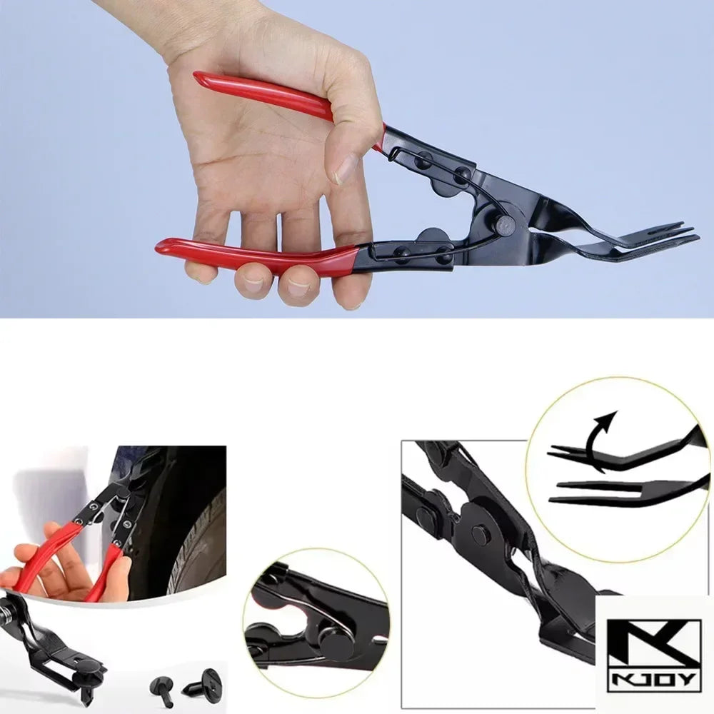 kkjoy Car Clip Removal Pliers Trim Pry Tool Kit for Auto Body Panel Door Fastener Repair