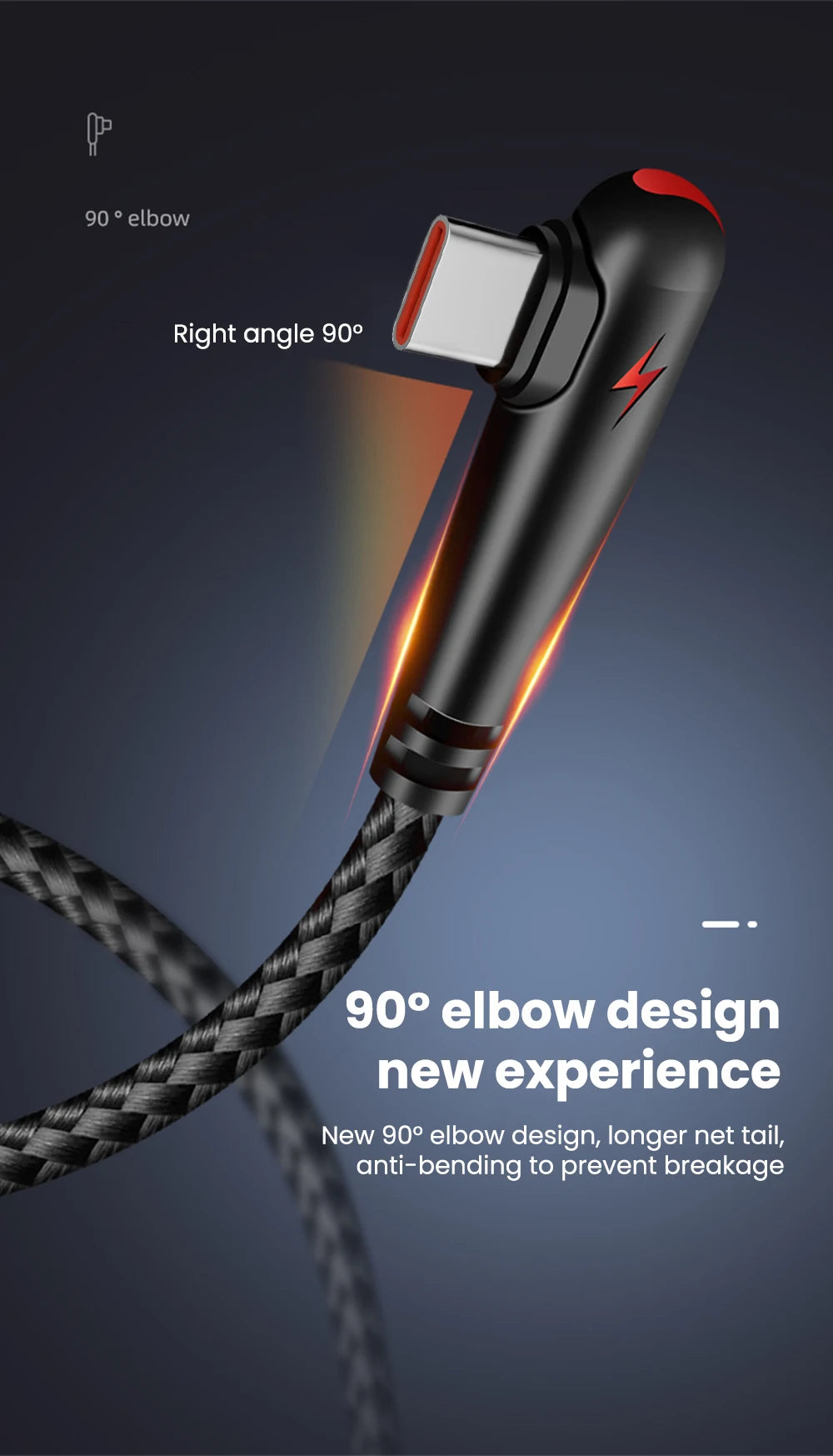 120W USB C Cable 90 Degree For OPPO Fast Charging Cord For Samsung S21 xiaomi 14 iPhone15 Quick Charging Data Wire Charger Cable