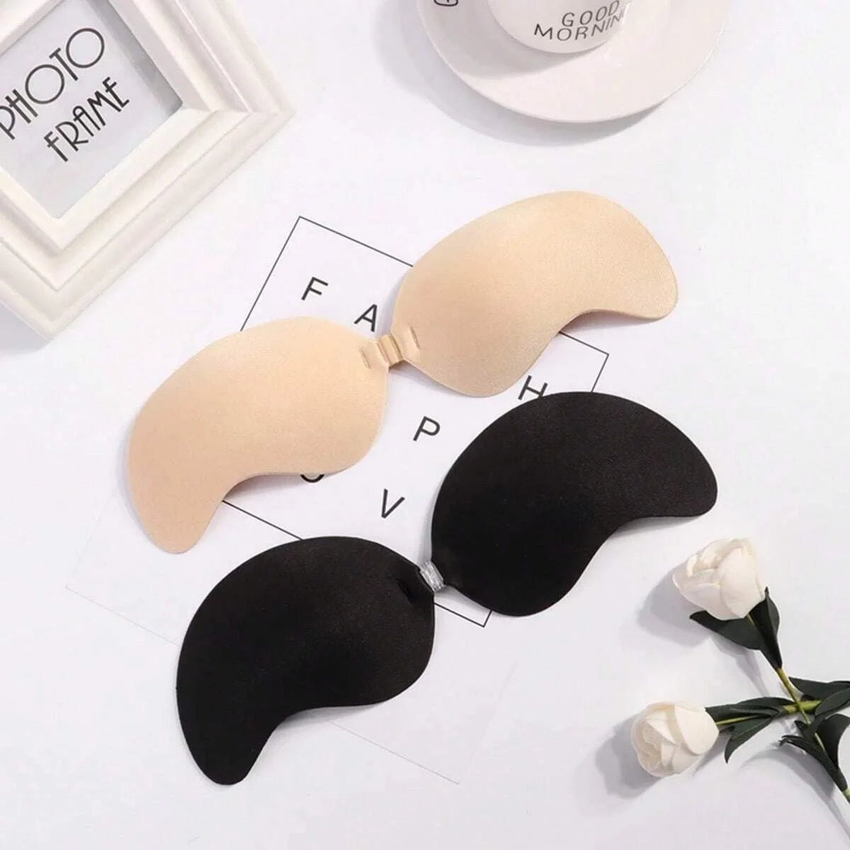 FINETOO 1-15PCS Women Invisible Nubra Breast Patch Tow-Color Hypoallergenic Mango Cup bra Silicone Non-Falling Off Thin