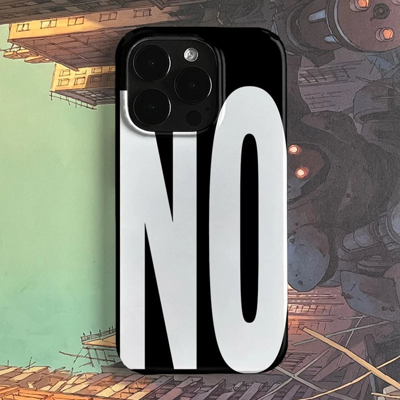 NO And YES Personalized Art Black And White Letters Phone Case For IPhone 16 15 14 13 12 11 Pro Max X XS XR 7 8 Plus Cover Case - Shoppiline