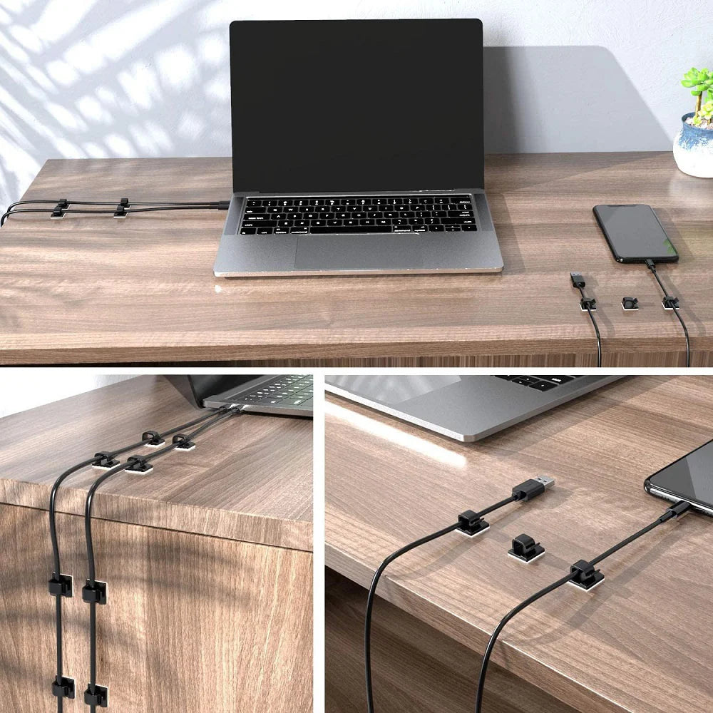 50PCS Clear Adhesive Cable Clips Outdoor Indoor Cable Management Wire Organizer Strong Stick Cord Holder for Under Desk Car