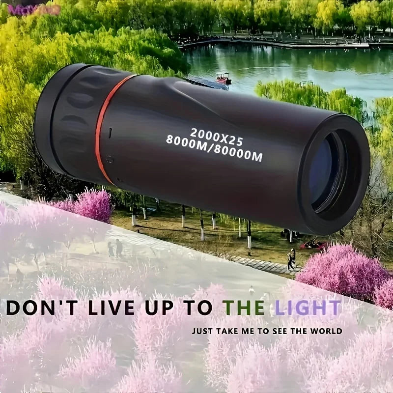 Monoculaire télescope HD 2000X25, compact et portable, idéal pour les voyages, la randonnée, la pêche, le camping, l'observation des étoiles, les concerts et l'observation des oiseaux