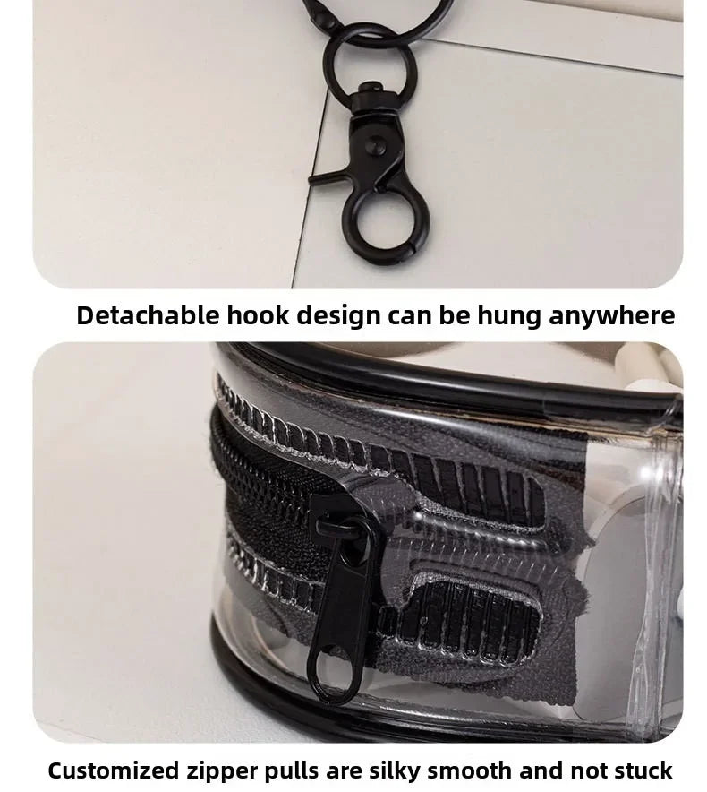 1/2Pcs Transparent Plush Doll Display Organizer Bag with Keychain Portable Protector Box for Dolls Earphone Case Outdoor Carry