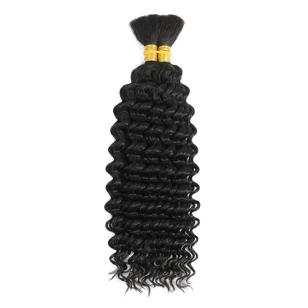 Cheveux à tresser humains Deep Wave en vrac Cheveux humains 100g Sans trame Extensions de cheveux humains Cheveux à tresser humains micro pour tresses bohèmes