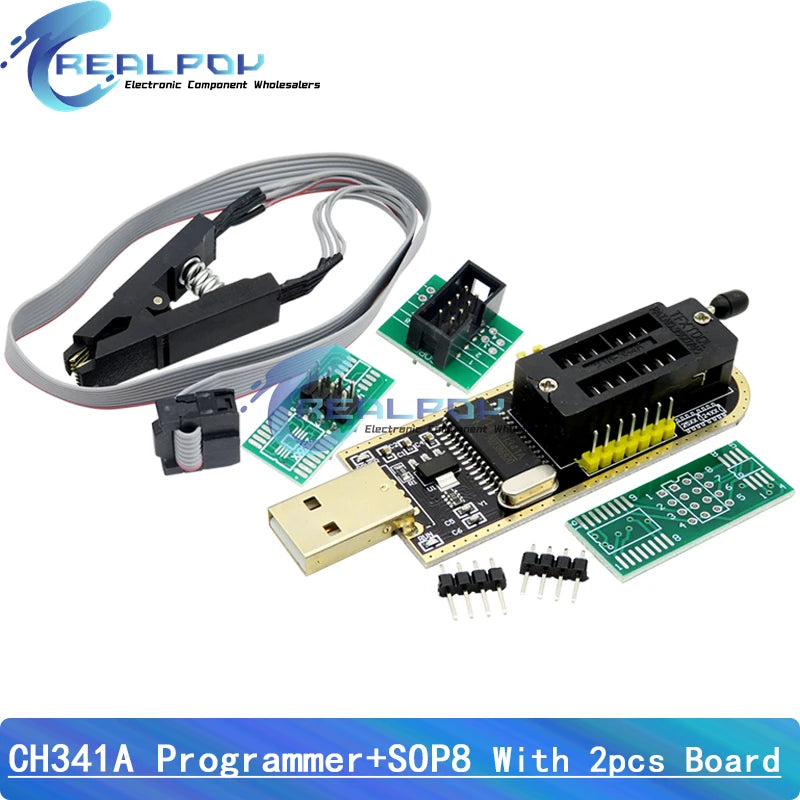 Programmateur CH341A + adaptateur SOIC8 + pince SOP8 avec câble + adaptateur 1,8 V Programmateur USB CH341A EEPROM Flash BIOS adaptateur ZIF